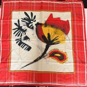 Elegant Red and Yellow Floral Scarf